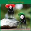 Man No Face Holding Umbrella Sitting Posture Hat Mini Model Ornament Desktop