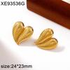 Gold Plated Geometric Heart Stud Earrings for Women - Titanium Steel, Light Luxury Ear Jewelry