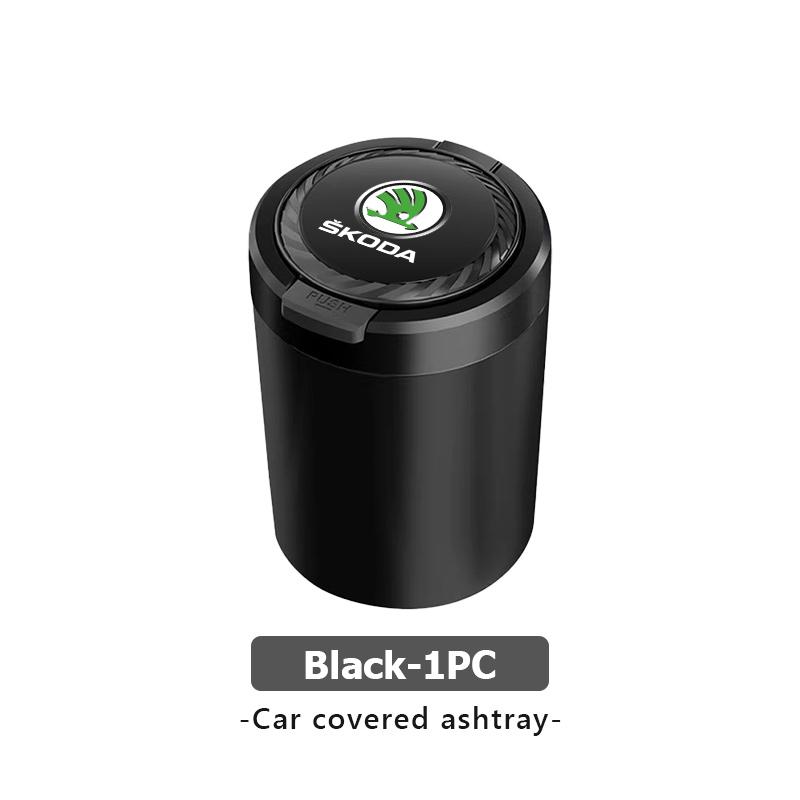 AAFO1 Car Emblem LED Ashtray Portable Smoke Ashes Holder Auto Interior Accessories For Skoda Kodiaq Fabia Kamiq Karoq Octavia 2 3