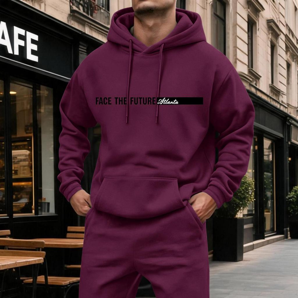 Men's Casual Hoodie with Large Pockets, Color Long Sleeve Sweatshirt