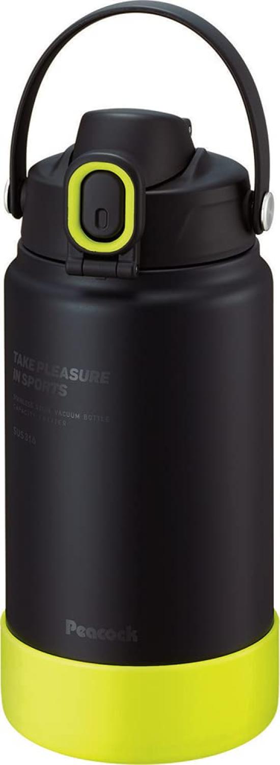 

Peacock AJG-R150 BY Stainless Steel Water Bottle, 1.5L, Sports Drink Compatible, One-Touch Direct Drinking, Insulated, Black, Yellow