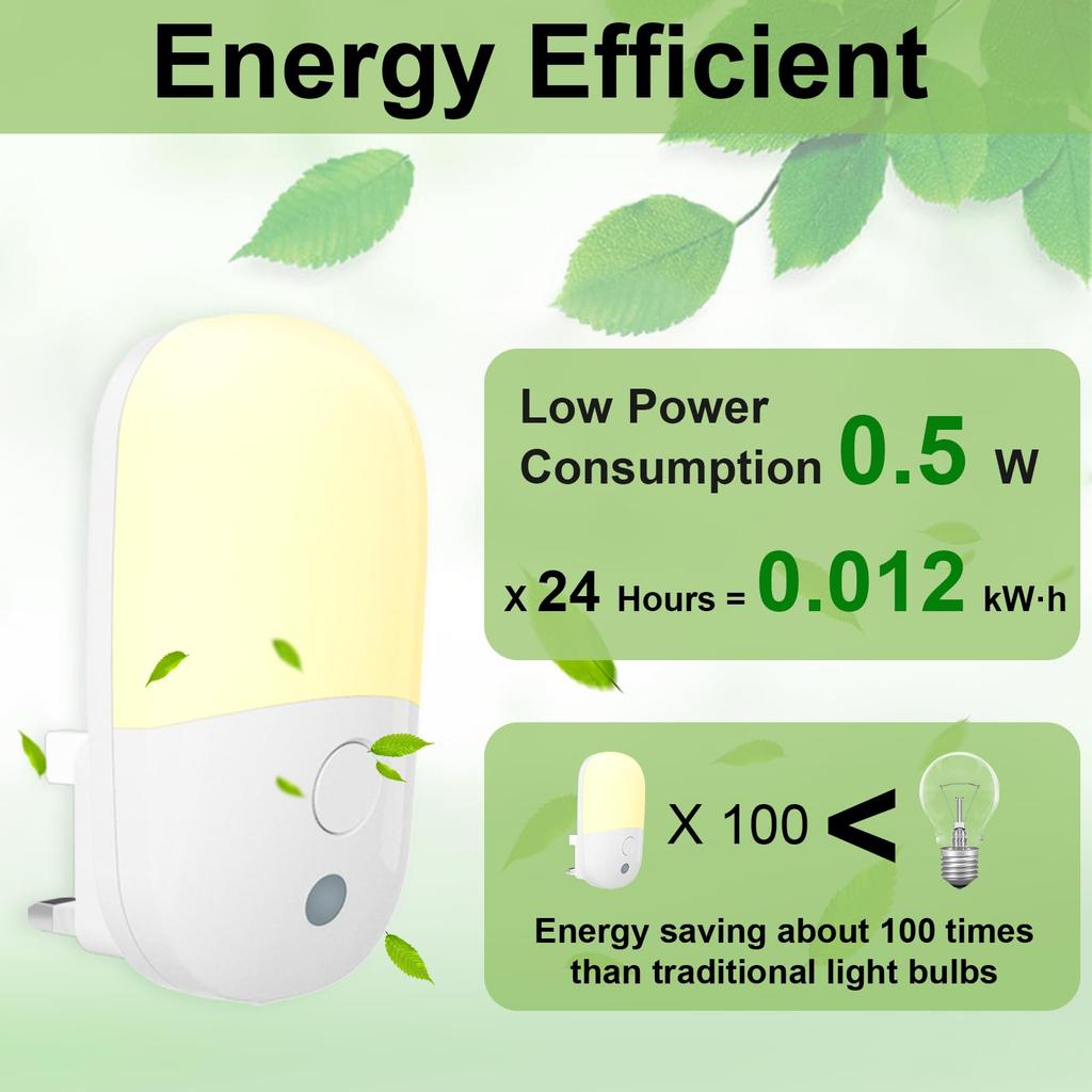 UK Plug LED Night Light Human Body Induction Wall Lamp AC 220V 2835SMD Warm White Bedside Lamp for Home Bedroom