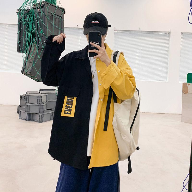 Neue Frühjahrs- und Herbstmode Retro Patchwork Farbkontrast Locker Lässiger Design-Sinn Nische Vielseitige Letter Print Jacke