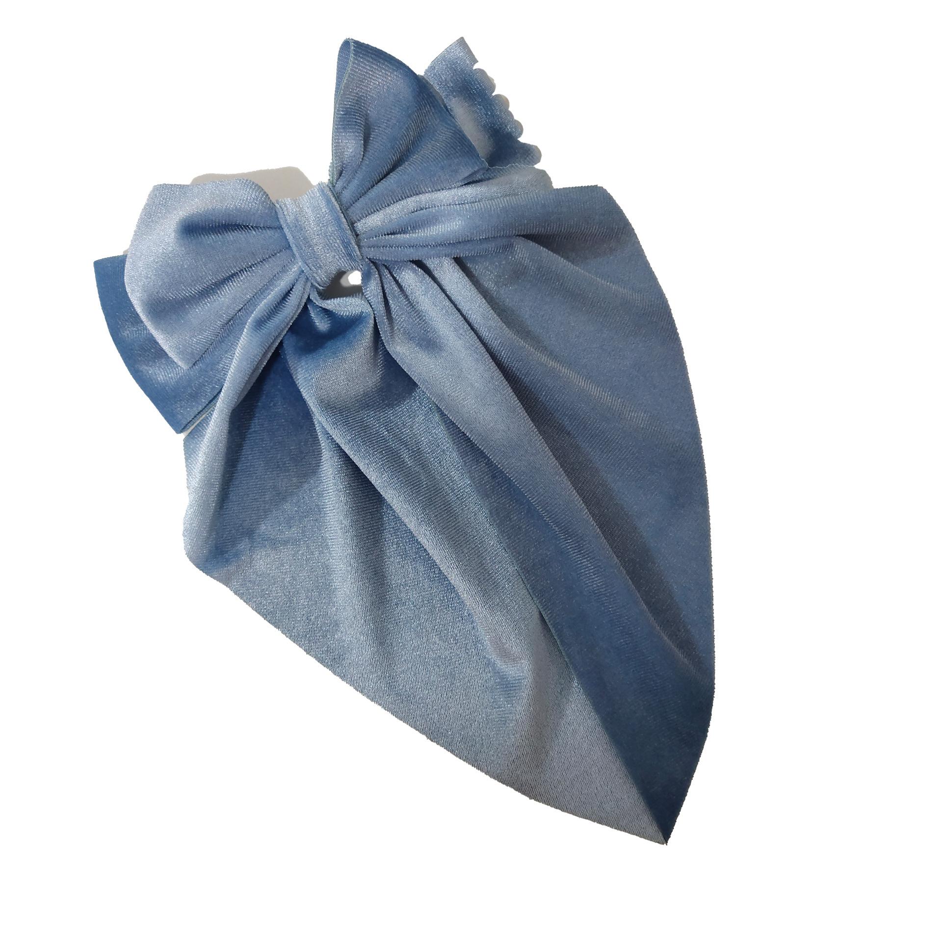 

Generic Long Tail Velvet Bow Hair Clips Multiple Colors Soft Velvet Pins For Women Girls Daily Party Spring Hair Accessories небесно-голубой