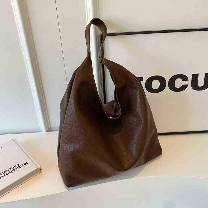 

Retro Mailard Commuting Large-capacity Bag Women s Korean New Style Work Single-shoulder Tote