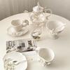 3D Florale Keramik Kaffeetasse & Untertasse Premium Handgefertigt Dessertschale Set