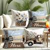 Rustic and Elegant Pillow Cover: Floral Basket, Retro Truck and Heart-warming Home Decoration, Sofa and Chair Cushion Cover