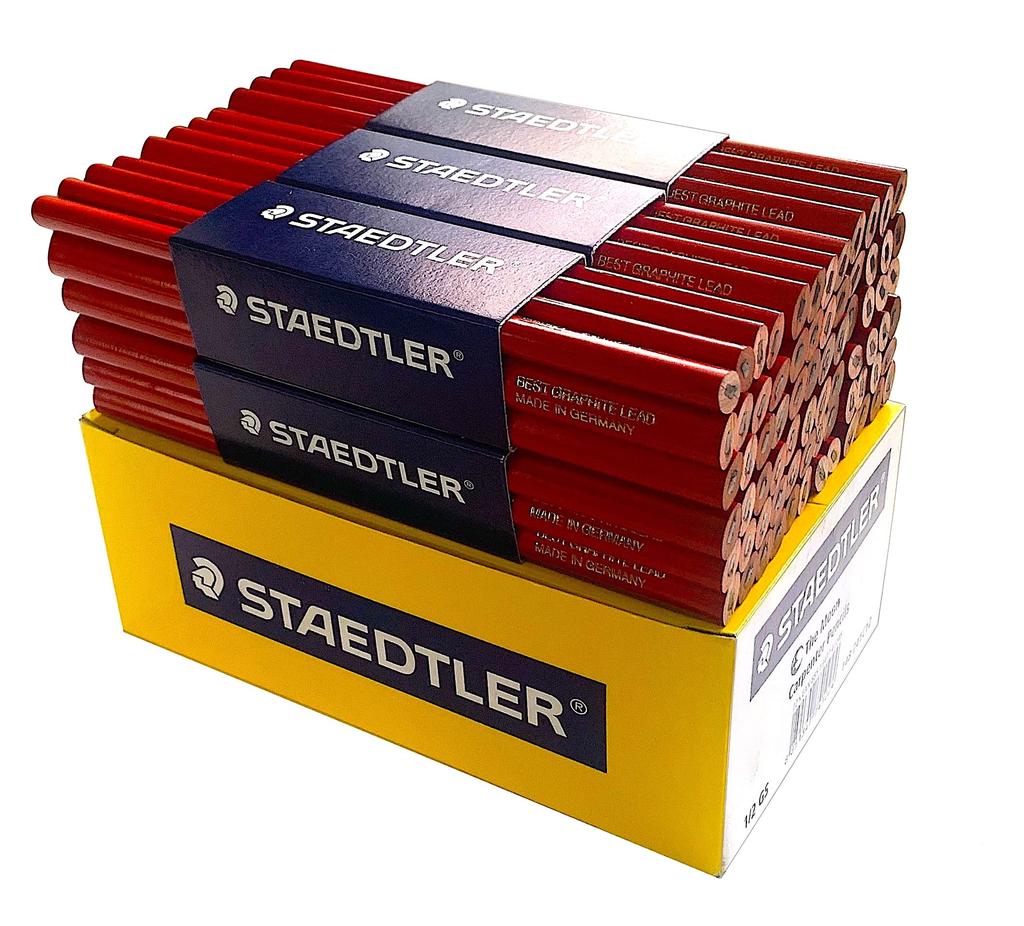 Staedtler Плотницкие карандаши для деревообработки и строительства, 72 карандаша, красные, овальные, 148 мм, 741C12 [Параллельный импорт]