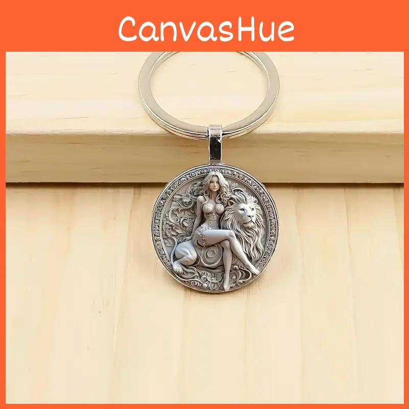 Stylish Alloy Zinc Key Holder With Women And Lion Pattern Design For Daily Use