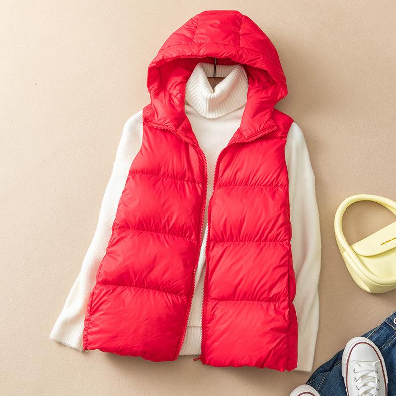 Kapuzen-Daunenweste Damen 2024 Herbst und Winter Neue Weste Daunenweste mit Kapuze Daunenweste Damenbekleidung Trend