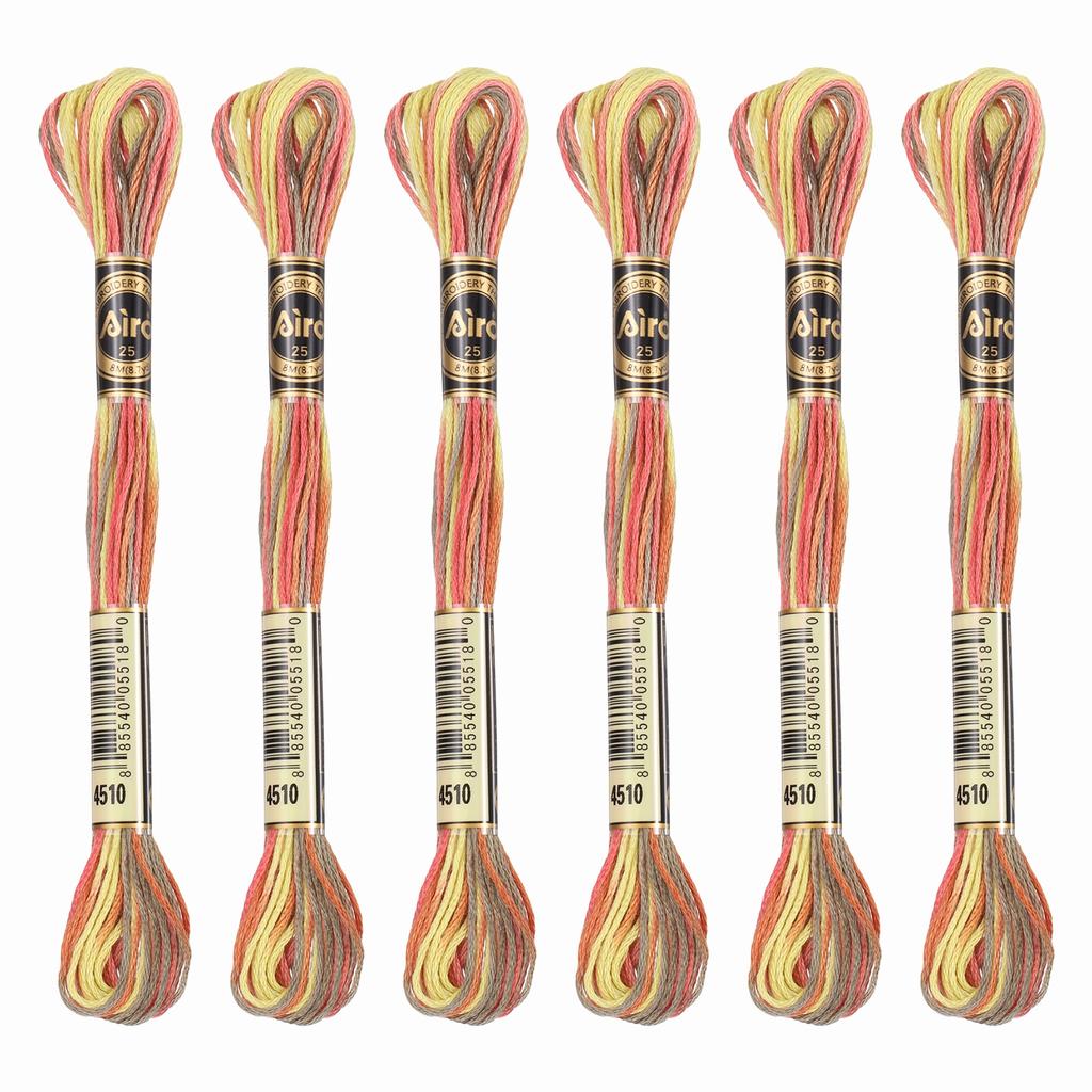 6 Skeins Embroidery Floss, Gradient Colors Polyester Embroidery Threads Bracelets String for Cross-Stitch Hand Embroidery