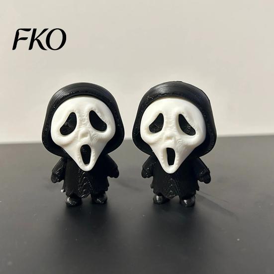 Compact Ghost Face Decor 3D Printed Scream Ornament, Mini Desktop Statue for Halloween Cartoon Desk Figurine Decoration, Funny Skeleton Home