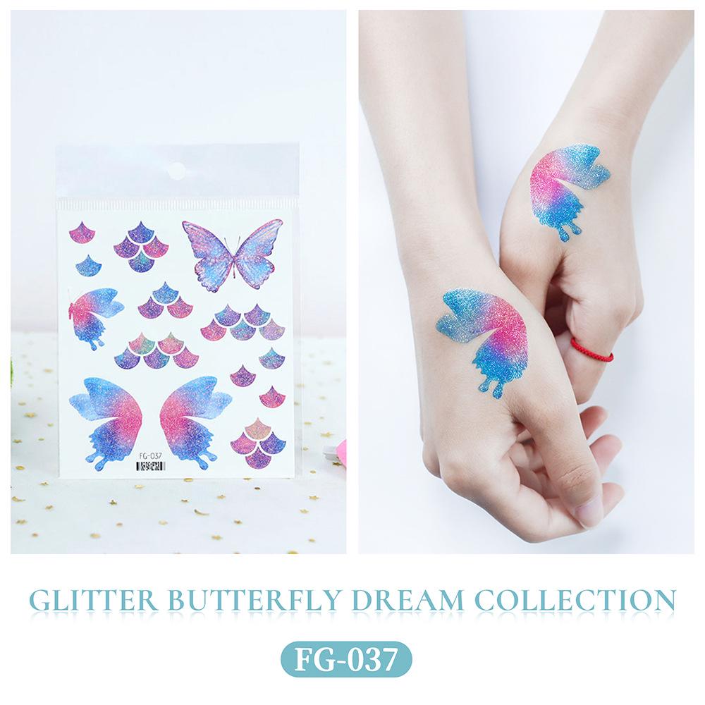 Glitter Gradient Butterfly Face & Eyeshadow Temporary Tattoo Stickers