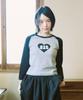 Guwolsibil Dot Raglan Heart Top Black&Melange Gray