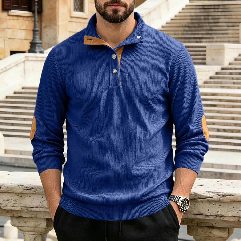 Men's Corduroy Long Sleeve Pullover Shirt Casual Fashion Top
