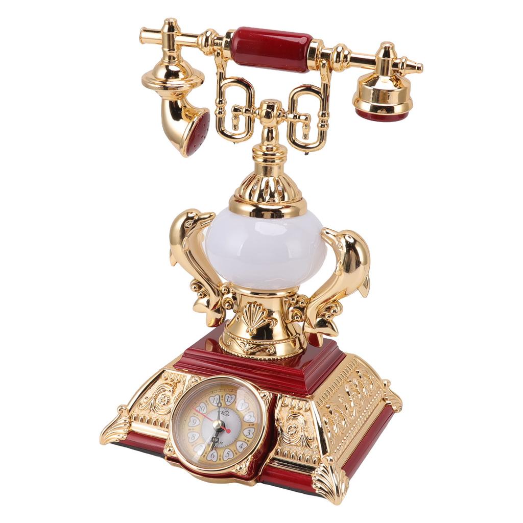 Vintage Telephone Model Table Lamp Alarm Clock Function Easy Assembly Decorative Phone Model for