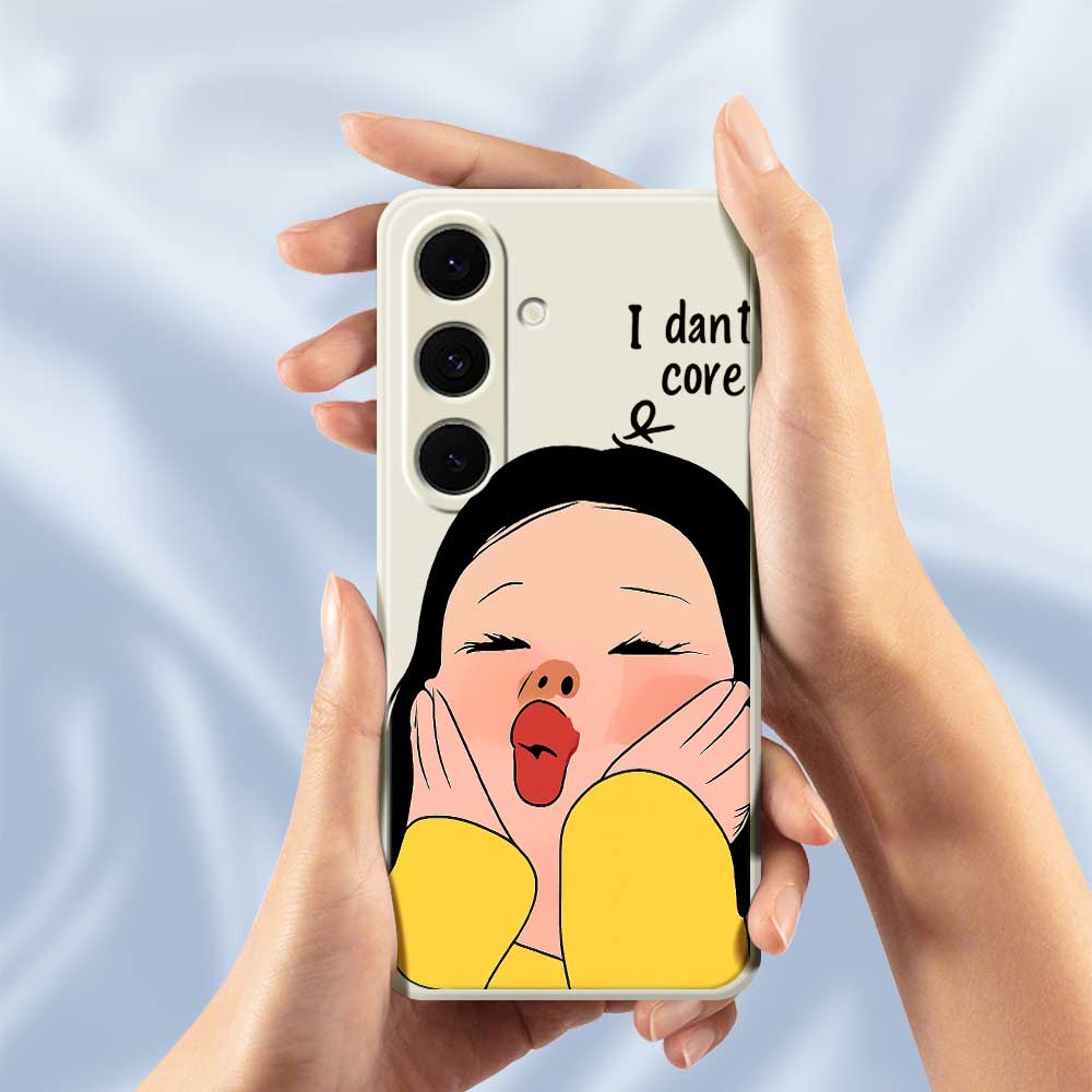 For Samsung Galaxy S25+ Case Girl Holding Face Pattern Printing Straight Edge TPU Phone Back Cover