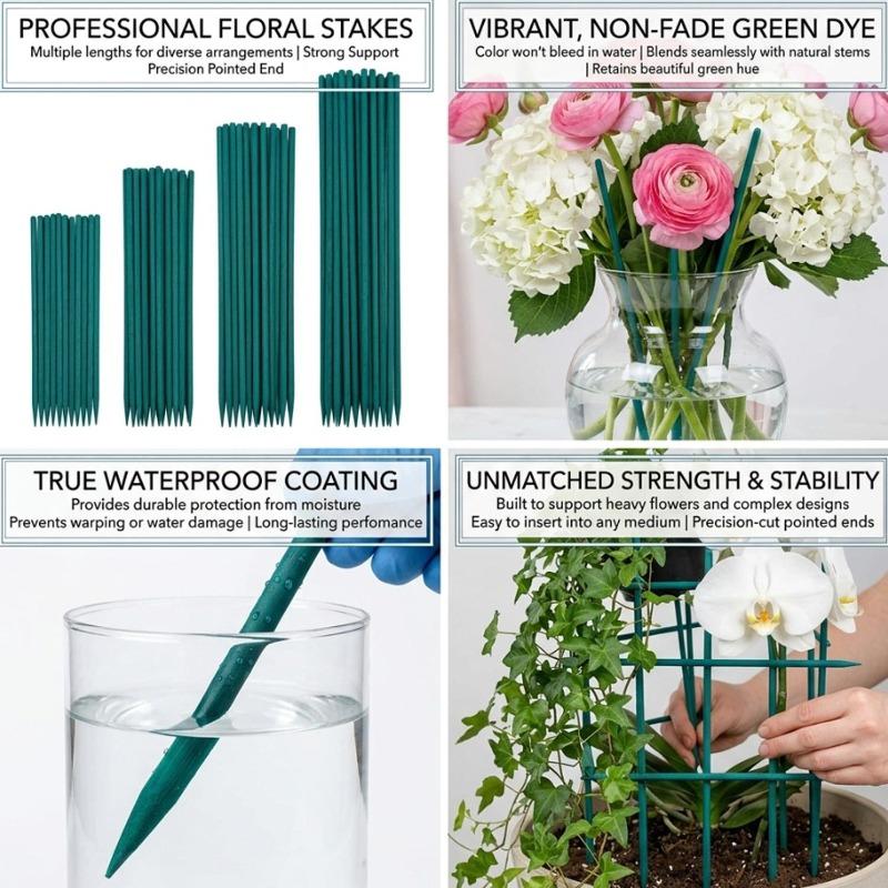 Green Plant Support Sticks Green Bamboo Sticks Tomato Vegetables Stake Bouquets Decor Sticks Plant Care Accessories Garden Tools