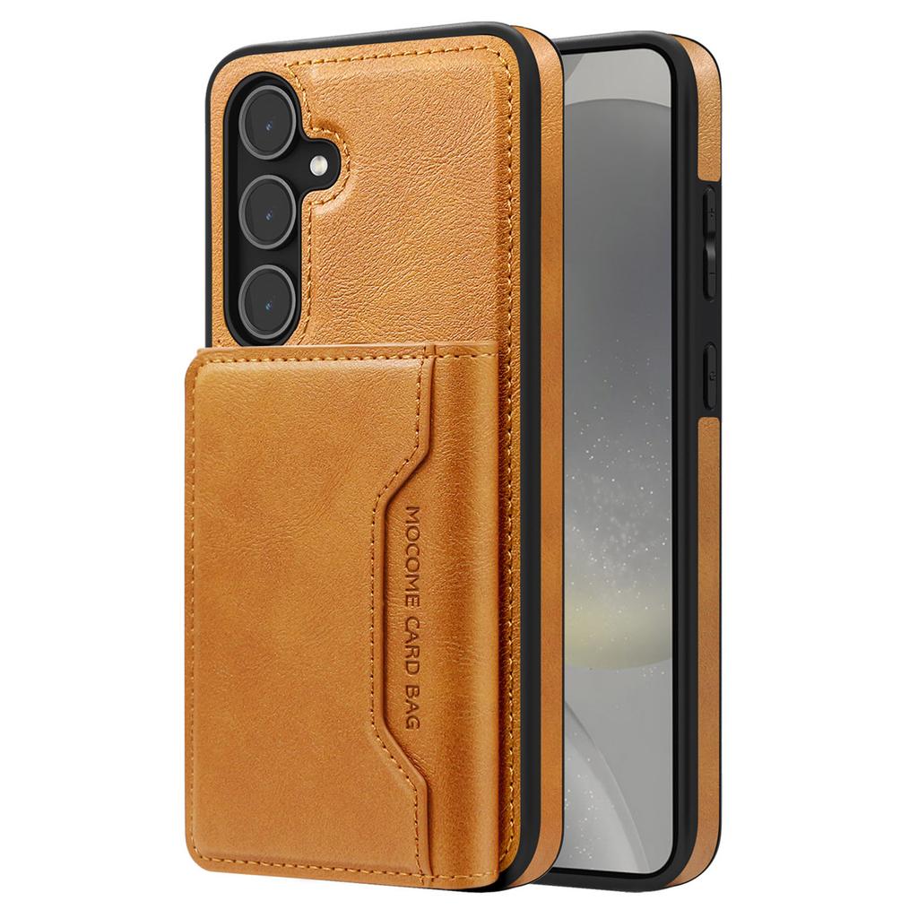 For Samsung Galaxy S25 Case Compatible with MagSafe Leather Back Phone Cover with Detachable Card Bag