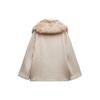 Zara Zw Series Single Breasted Minimalist Fur Collar Long Sleeve Coat Women coats Beige 2140762-710