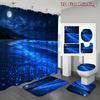 4-teiliges biolumineszentes Strand-Duschvorhang-Set mit rutschfester Badematte, Toilettendeckelbezug, Kontur-Teppich & 12 Haken, Badezimmer-Dekoration