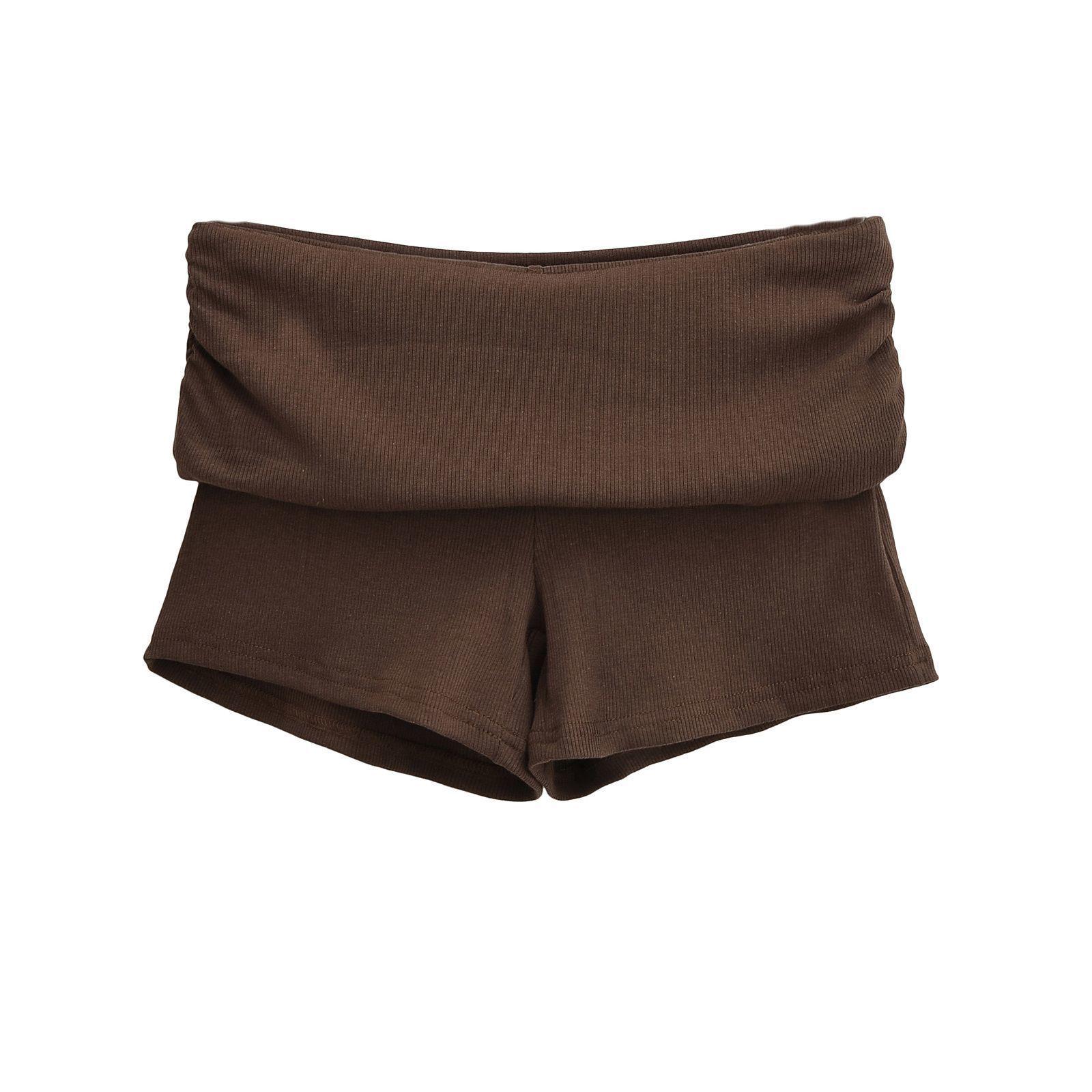 

2025 New Pure Desire Sexy Figure-Flattering Solid Color Casual Hot Girl Shorts L (100-110 jin) кавовий