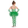 Girls Christmas Candy Cane Costume Sleeveless Striped Tulle Peplum Jumpsuit Santa Claus Dancewear Arm Sleeves
