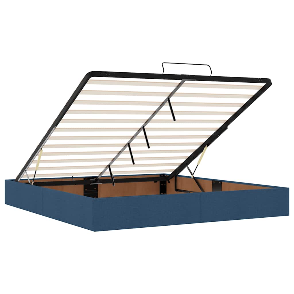 Ottoman Bed with Mattress Blue 160x200 cm Fabric