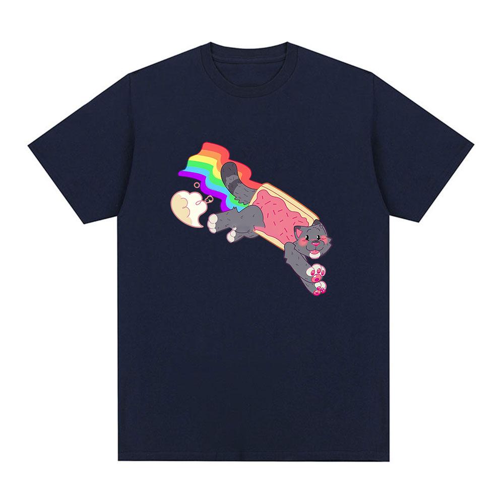 Cute Kawaii Nyan Rainbow Cat Funny Meme Tshirt Unisex Women Clothing Fashion Casual Cotton Tshirts Harajuku Short Sleeves T Shirt