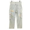 unused ZARA Vintage processed denim cargo pants 42 Ice blue Jeans Crush Women Used