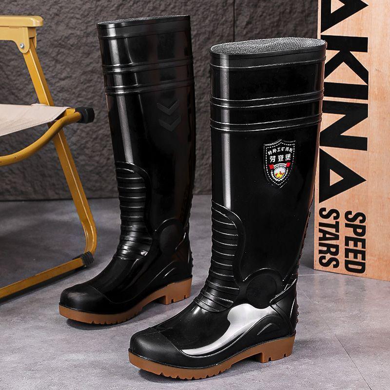 

Waterproof large size warm plastic rain shoes rain boots tall tube medium tube thickened tube boots solid color winter non-slip grid 39
