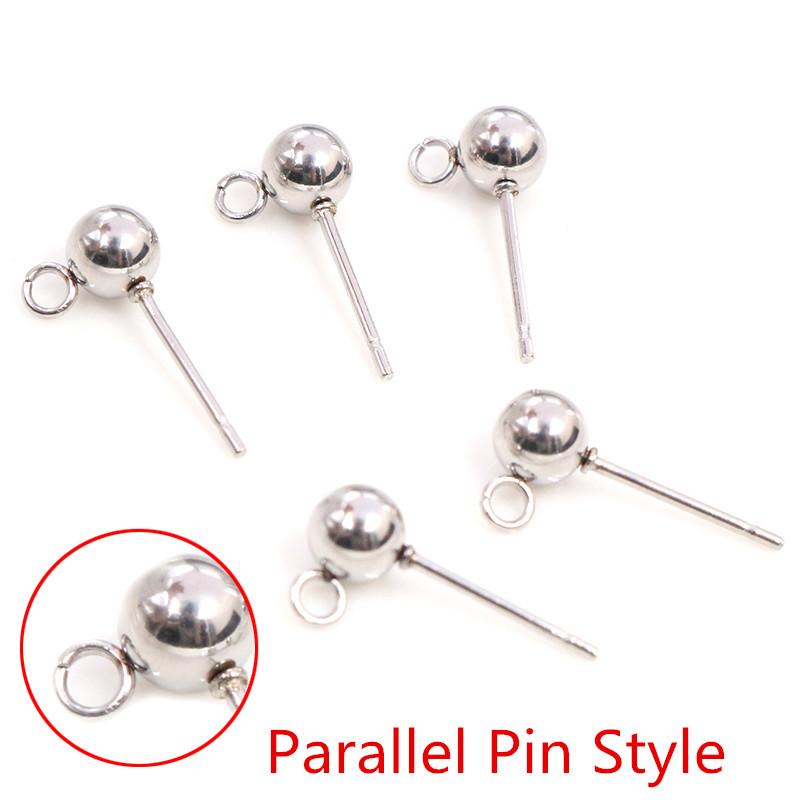 30pcs 3/4/5/6mm 316 Stainless Steel Gold Pin Findings Stud Earring Basic Pins Stoppers Connector For DIY Jewelry Making Supplies
