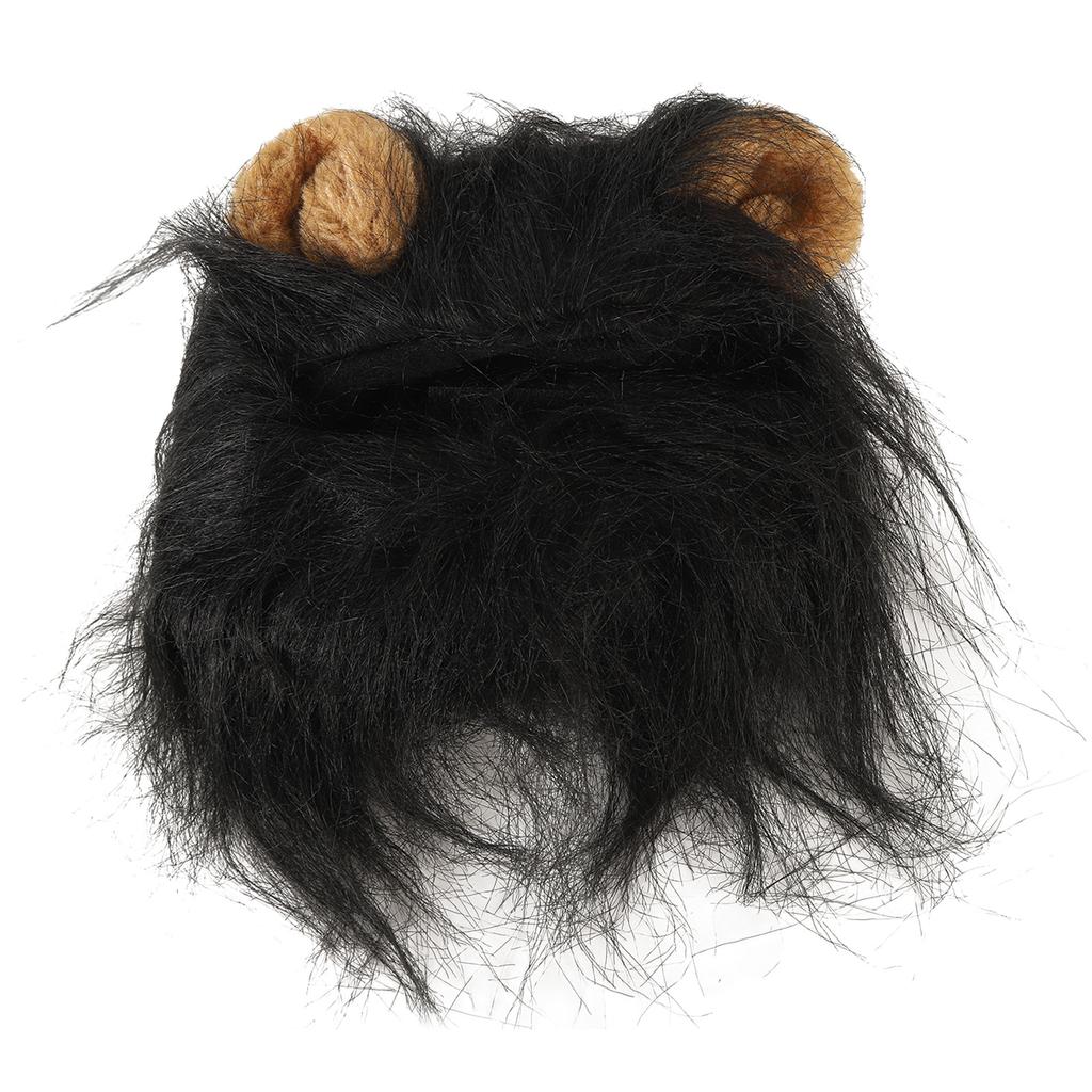 Cat Mane Wig Adorable Cute Funny Costume Mane Hat with Ears for Cats and Small Dogs Black