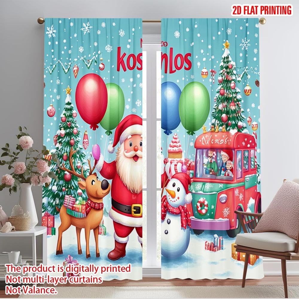 

2pcs,2D plane printing Contemporary Curtains Reindeer and gifts (3) Versatile Polyester (without rod) Art Deco Festive Use for 52.50×116.00 CM 2pcs