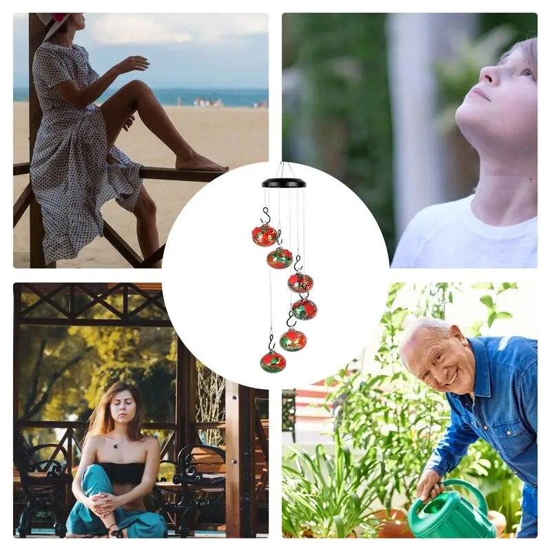 Urocze dzwonki wietrzne karmniki dla kolibrów, karmniki dla kolibrów na zewnątrz, wiszące, odporne na mrówki i pszczoły, idealna dekoracja ogrodu na zewnątrz