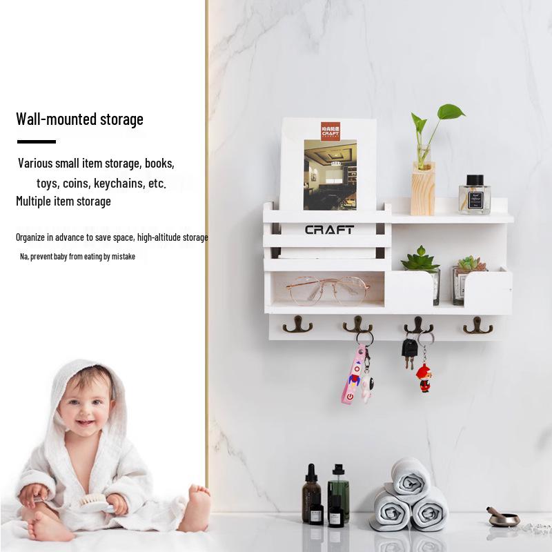 Ξύλινο Ράφι Τοίχου & Κλειδοθήκη: Οργανωτής Εισόδου Επιτοίχιος