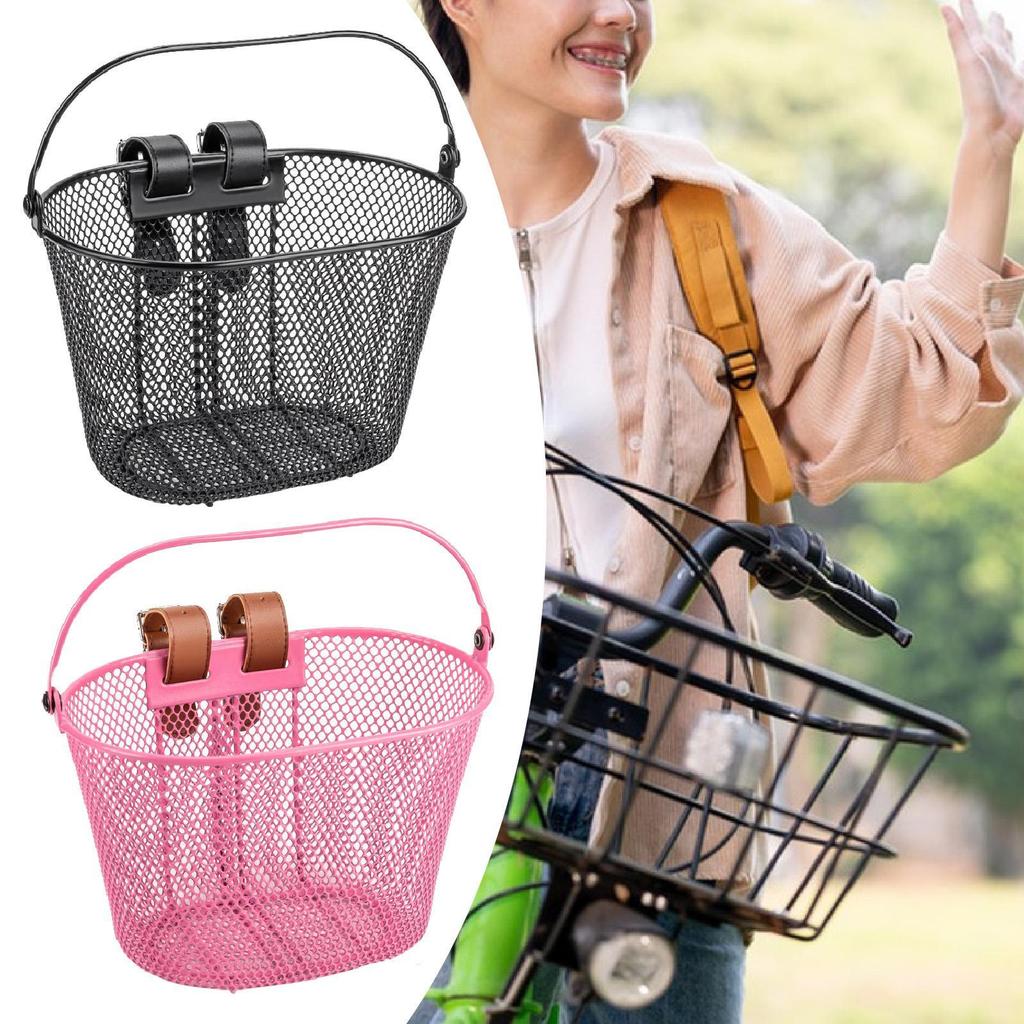 Kids Bike Basket Front Handlebar Basket Iron Wire Child Bicycle Basket Cycling Basket for Boys Riding Biking Camping Shopping