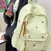 Schoolbag Girl Simple Versatile Backpack College Student Middle School Student Cute Embroidered Bow Backpack Travel Backpack