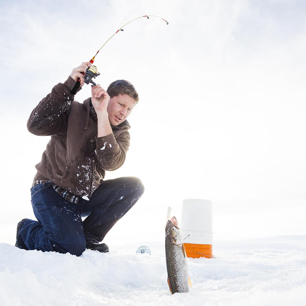 2 piece Fishing Rod Combo Spinning Fishing Soft Handle Ice Winter Fishing Rod Carbon Fiber Mini Fishing Rod Tackle