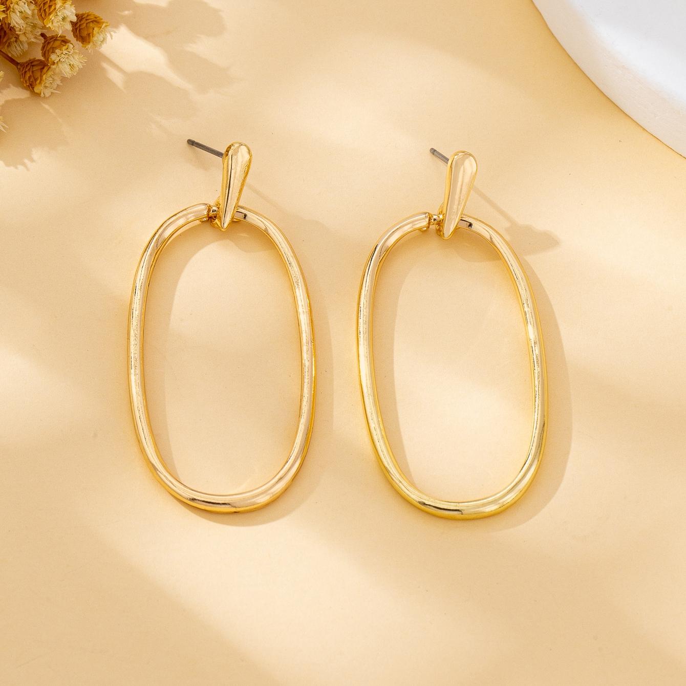 

Women s Earrings, Simple Geometric Oval-Shaped Earrings, Suitable for Daily Wear and Vacation Wear золотистый