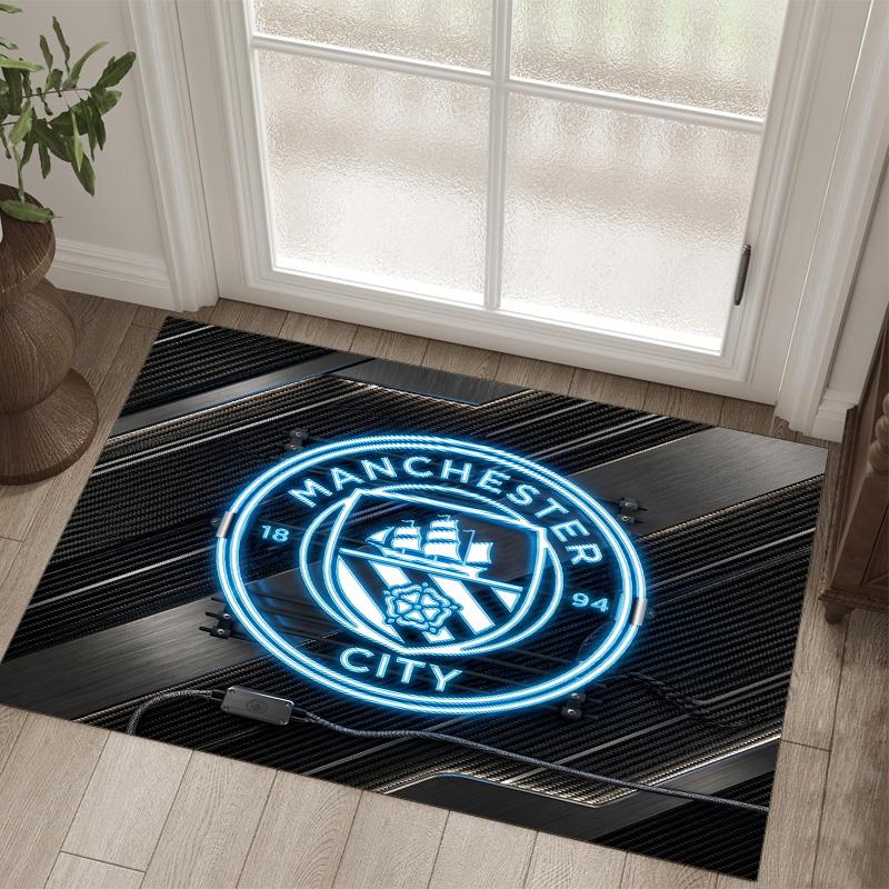 Manchester City Design Crystal Velvet Carpet Cozy Non?Slip Printed Rug For Bedroom Living Room Entrance