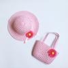 Children Charm Princess Straw Baby Girl Sun Beach Hat Flower Cap & Handbag Lovely Summer
