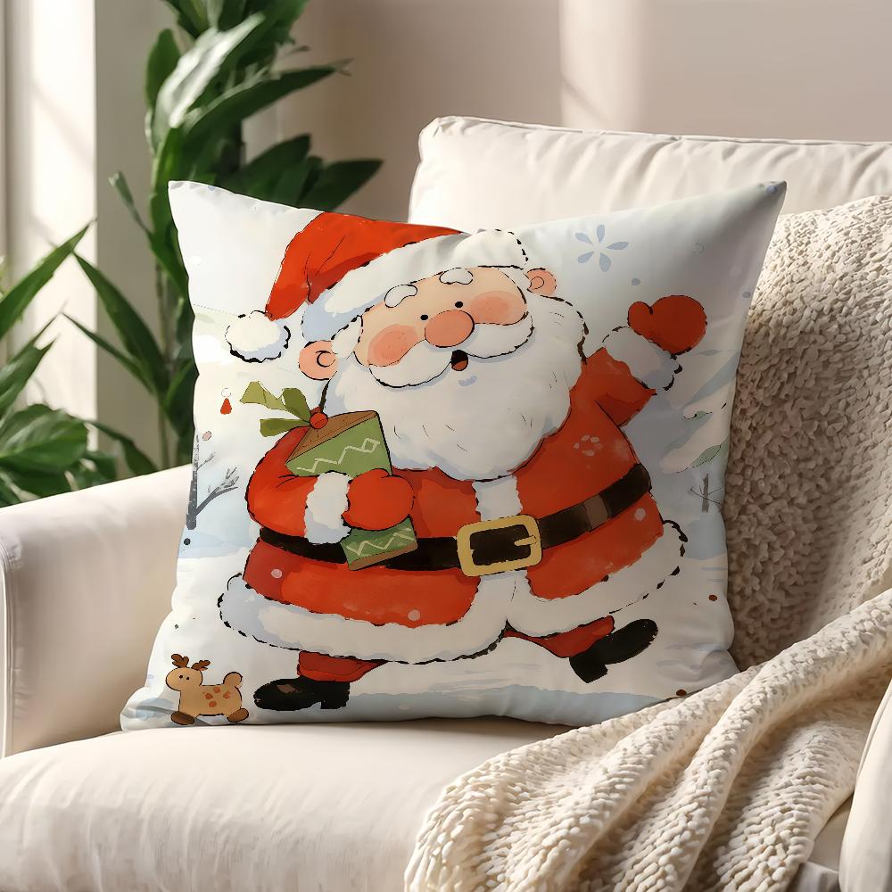 Merry Christmas Santa Claus Cushion Cover For Pillow Printing Sofa Decoration Home Car Room Coffee Shop Office Nordic Simplicity