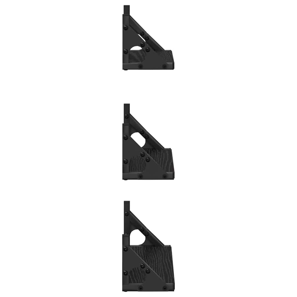 Wall Mounted Shelf System with Storage 3 pcs Black Oak Effect