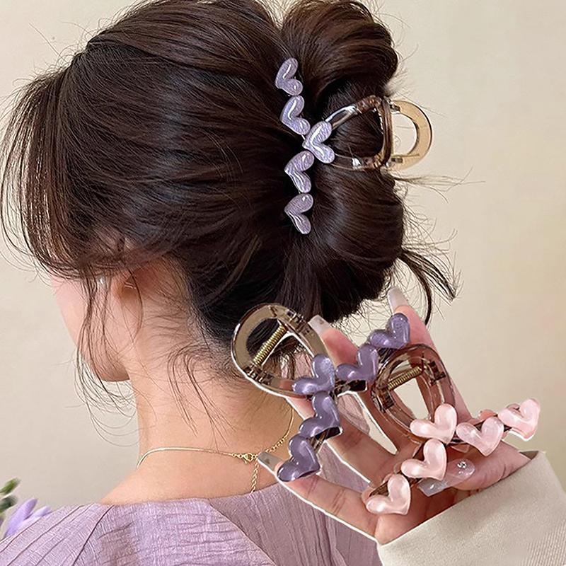 Jelly Heart Hair Claw Clips Girls Trendy Acrylic Hairpins Barrettes Washing Face Headdress Accessories
