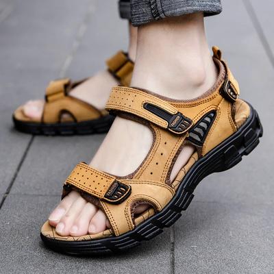 Marka Klasik Erkek Sandalet Yaz Hakiki Deri Sandalet Erkekler Tatil Açık rahat ayakkabılar Erkekler Sandal Plaj