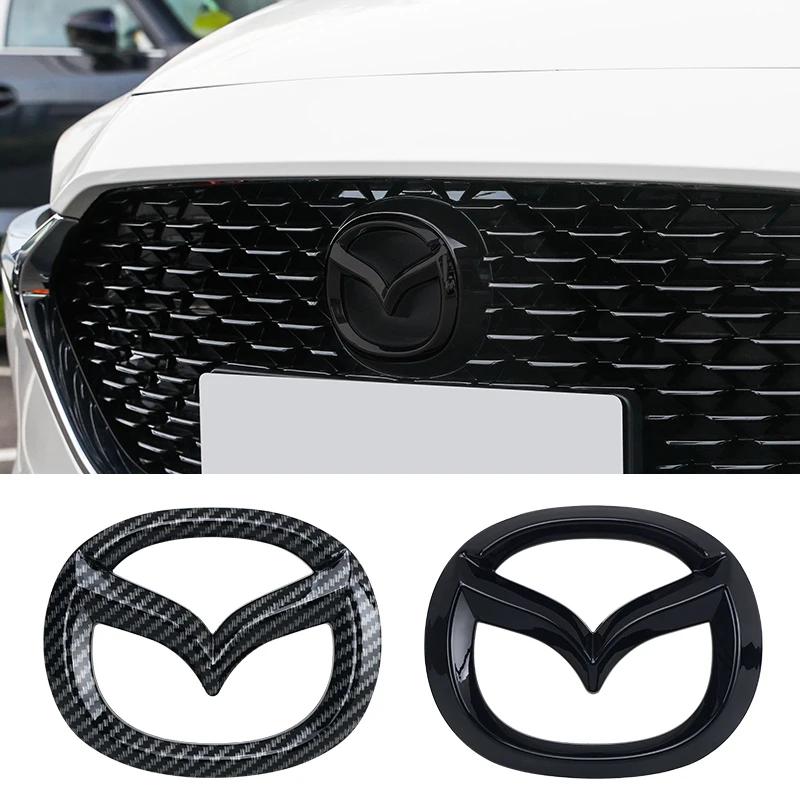 Car Front Grille Badge Trunk Emblem For Mazda 3 Axela Atenza 17-20 Carbon fiber Head Rear Body Decal Accessories FF29
