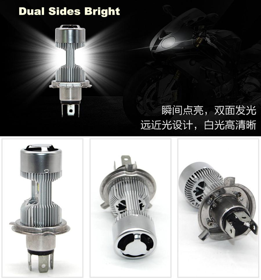 1PC H4 LED Motorcycle Hi-Lo Beam Headlight Bulbs Plug and Play 9-30v 5700-6200K