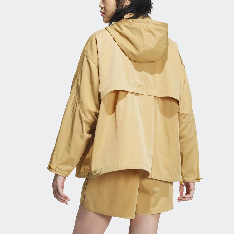 Adidas Originals Clover Adventure Jacket With Solid Color Logo And Long-Sleeve Hooded Design Women Jackets Light-Gold IK8615