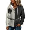 Women's Fashion Hooded Halloween Print Sweatshirt with Buttons for Festive